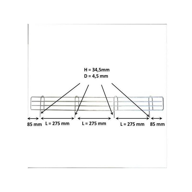 Grille Frontale métallique pour tablette de différentes longueurs
