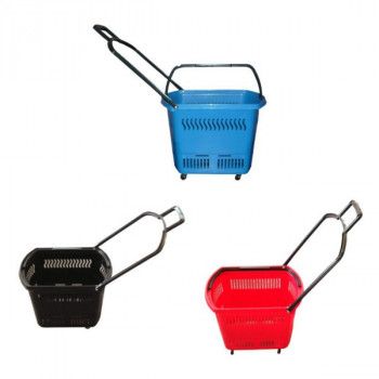 Panier à roulettes de différentes couleurs