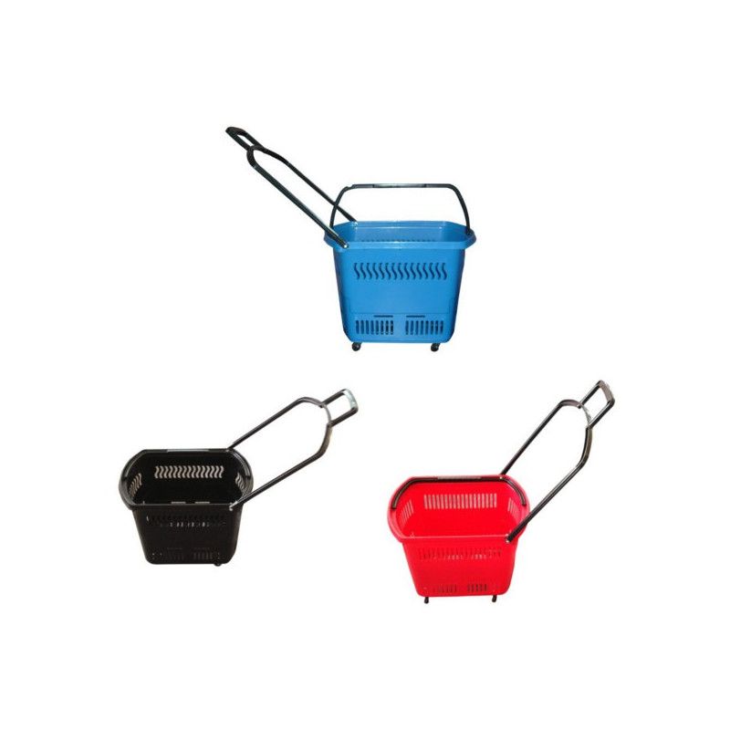 Panier à roulettes de différentes couleurs