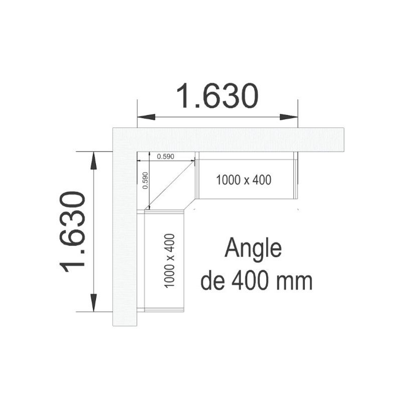 Habillage d'Angle Interne - Fond perforé - Base 400 mm - Hauteur 1 200 mm, Agencement de magasins