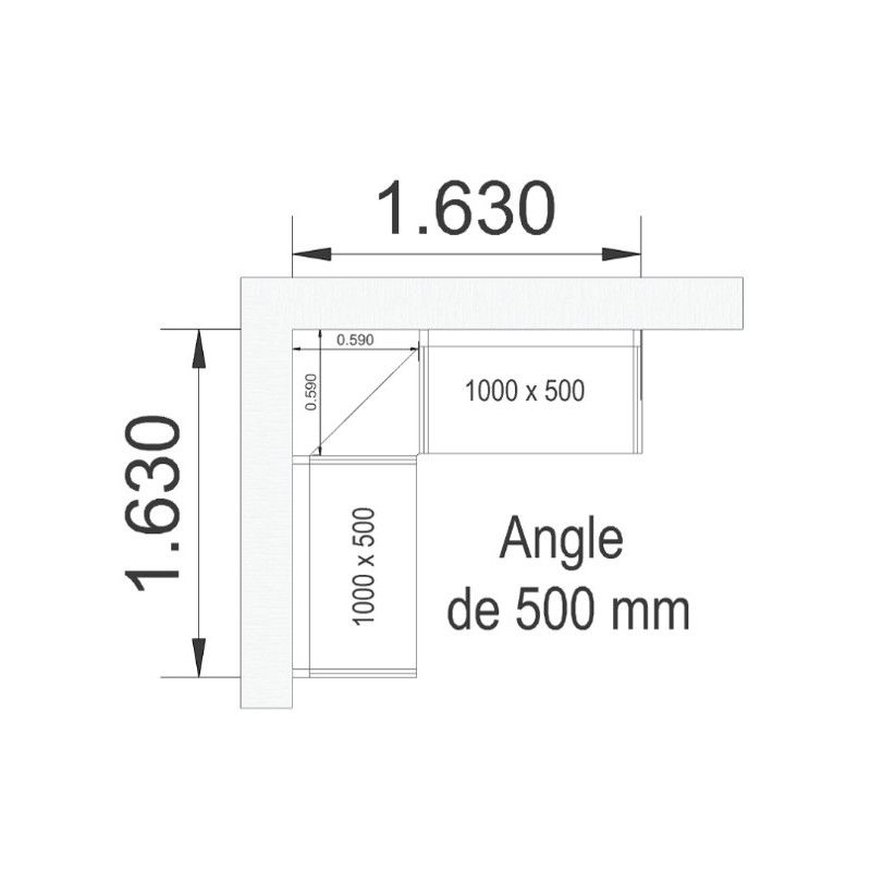 Habillage d'Angle Interne - Fond perforé - Base 400 mm - Hauteur 1 200 mm, Agencement de magasins