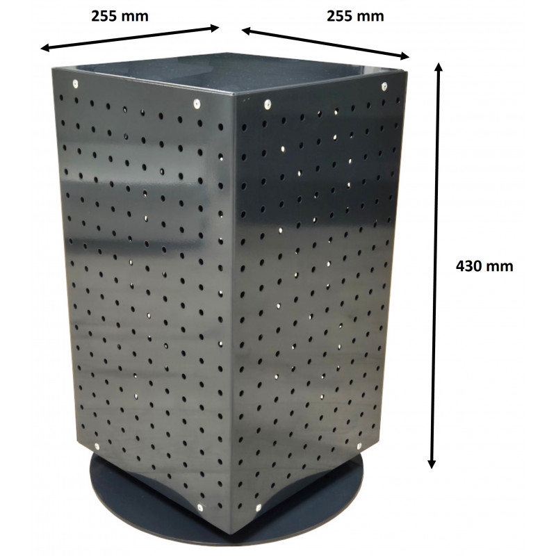 Présentoir rotatif à poser 4 faces perforées - Couleur anthracite RAL 7016 | Rayonnage de Magasin