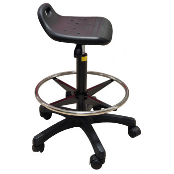 Tabouret a roulette polyuréthane vu du coté gauche