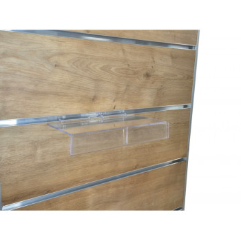 Tablette de présentation plexi transparente pour panneau rainuré