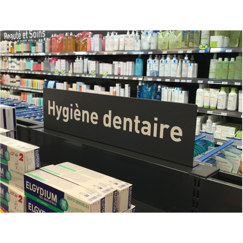 Equerre PLV a poser sur un meuble ou une gondole centrale